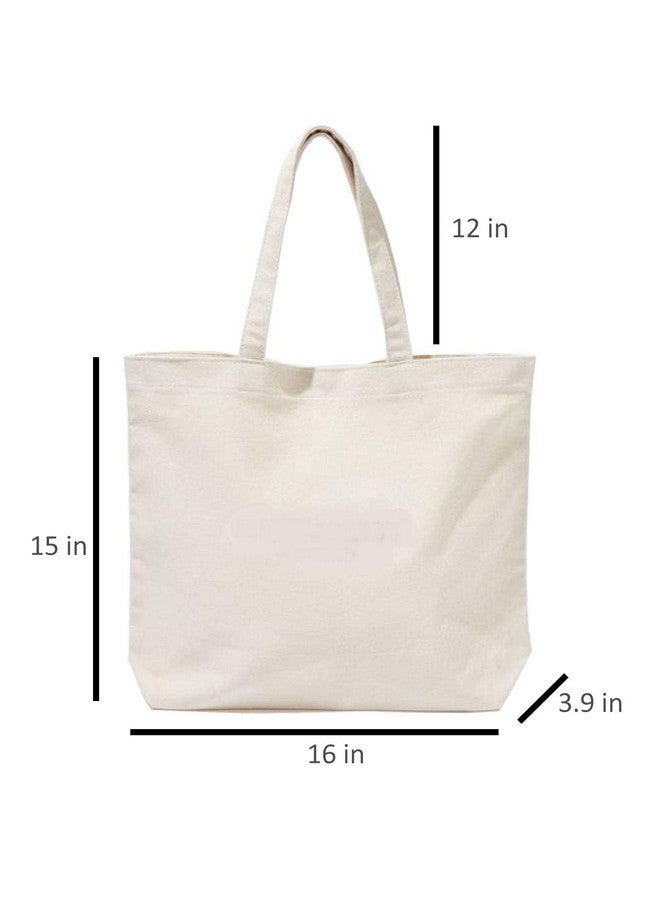 Gujvilla Large Canvas Tote Bag For Women, Plain Tote Bag For Painting Without Zipper, Cotton Bags For School/Gym/Shopping/Beach & Groceries, Diy Gift Bags, 16"X15", Beige - Image 2