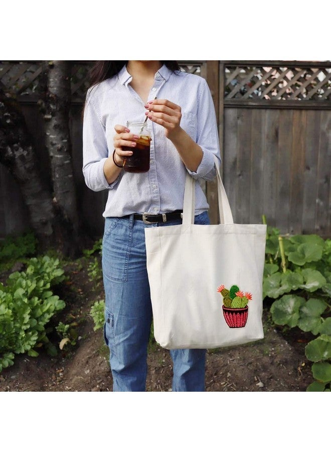 Gujvilla Large Canvas Tote Bag For Women, Plain Tote Bag For Painting Without Zipper, Cotton Bags For School/Gym/Shopping/Beach & Groceries, Diy Gift Bags, 16"X15", Beige - Image 5