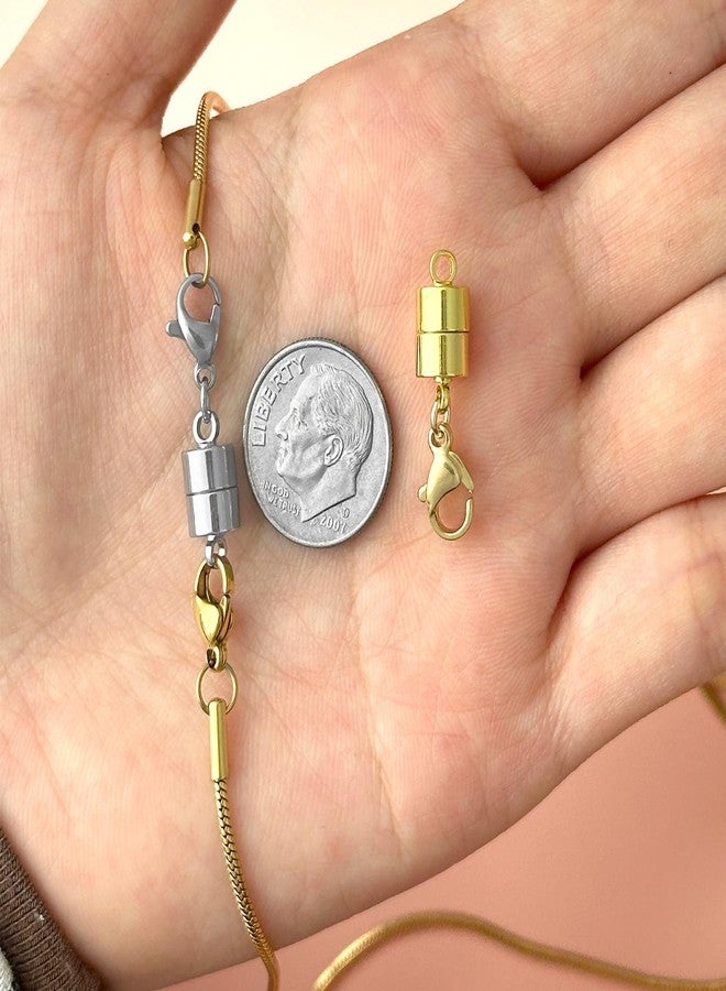 Qulltk مشبك قلادة مغناطيسي من Qulltk مع مشبك لوبستر، مصنوع من الذهب عيار 18 قيراطًا والفضة، مشابك مجوهرات مغناطيسية للقلائد، مشابك وأساور التمديد - Image 5