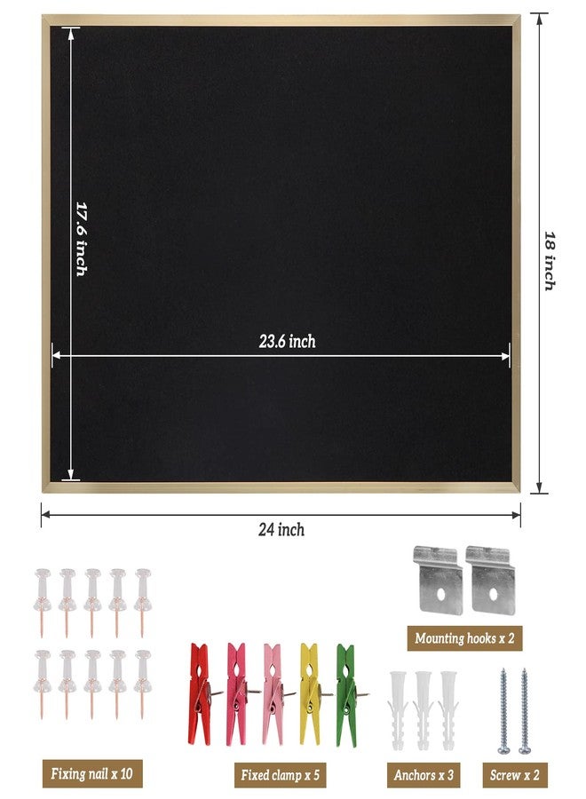INNOVART Black Cork Bulletin Board 24" X 18" with 10 Push Pins, Corkboard with Gold Aluminum Frame, Black Cork Notice Board Message Board, Framed Pin Board for Home, Office, School - Image 2