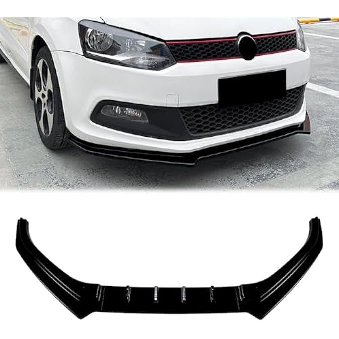 FINMOKAL Car Front Bumper Lip Splitter Spoiler Body Kit Air Dam Compatible with VW Polo MK5 6R GTI 2010-2014, Gloss Black - Image 1