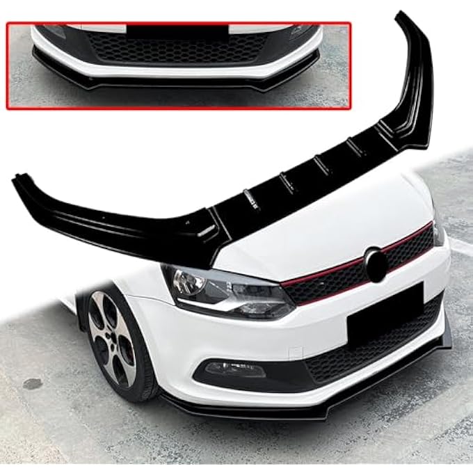 FINMOKAL Car Front Bumper Lip Splitter Spoiler Body Kit Air Dam Compatible with VW Polo MK5 6R GTI 2010-2014, Gloss Black - Image 2