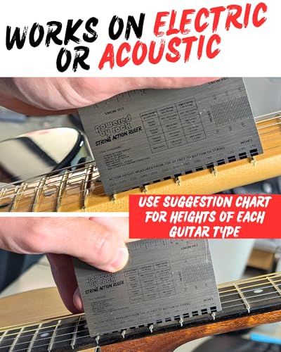 Powered By Rock String Action Gauge for Guitars - Precision Setup Tool for Accurate Neck Relief, String Height, and Bridge Adjustments - String Action Ruler with Easy-to-Read Markings - Image 5