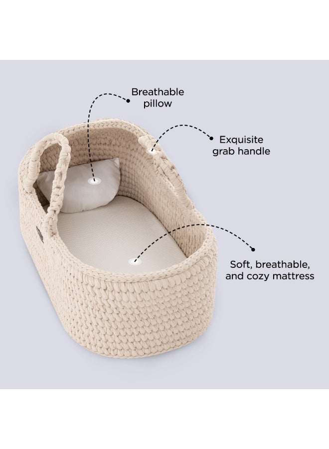 TEKNUM Moses Rope Basket with Stand - Natural Wood - Image 2