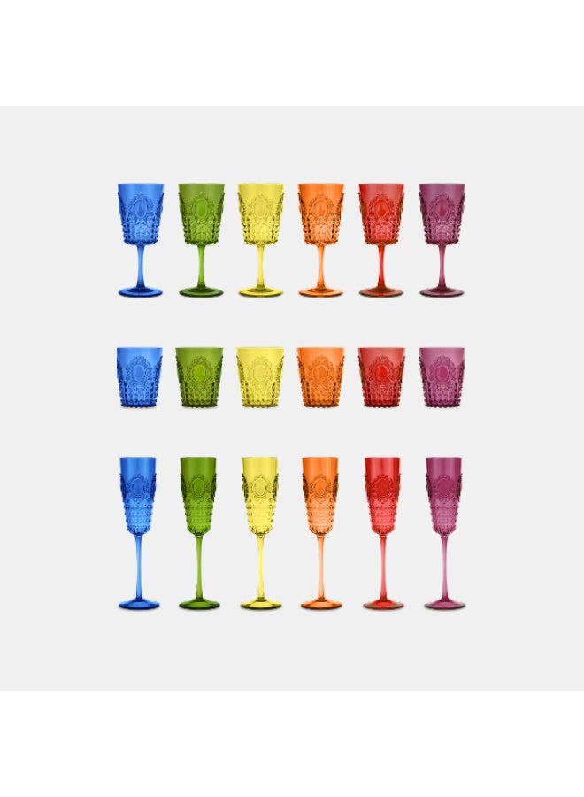 Baci milano Set of Acrylic Glasses – Baroque & Rock Collection, Unbreakable Water, Wine, and Champagne Glasses, Reusable Drinkware, Home, Dining, Outdoor, Kitchen, Gift, Italian Design by Baci Milano - Image 1