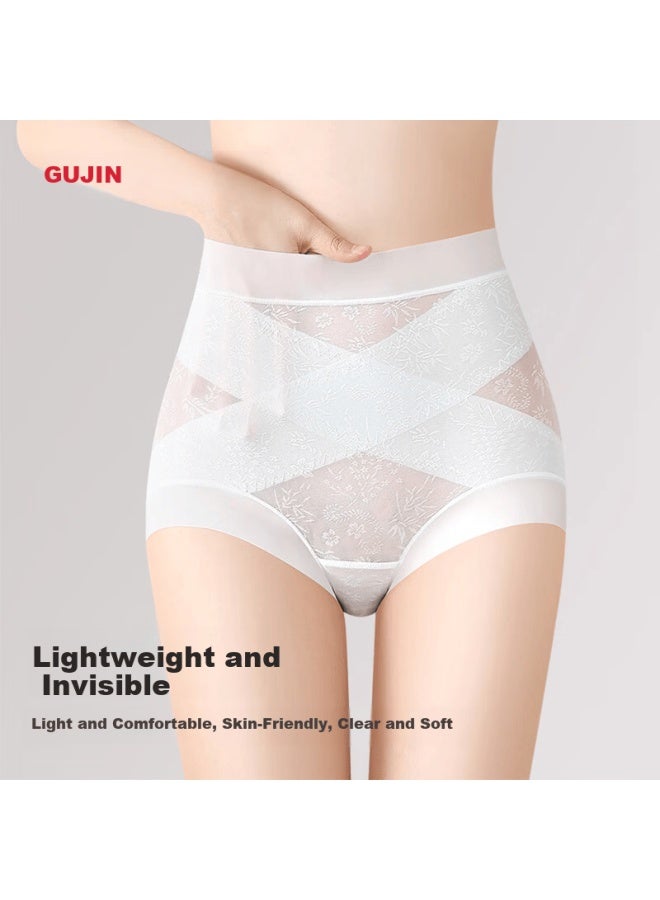 Gujin Women's High-waist Shaping Lace Seamless Antibacterial Breathable Thin Girl's Triangle Panties 3-pack 10a - Image 4