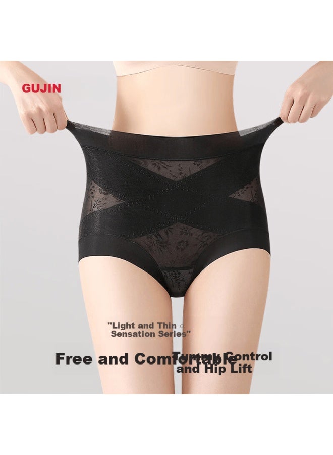 Gujin Women's High-waist Shaping Lace Seamless Antibacterial Breathable Thin Girl's Triangle Panties 3-pack 10a - Image 3