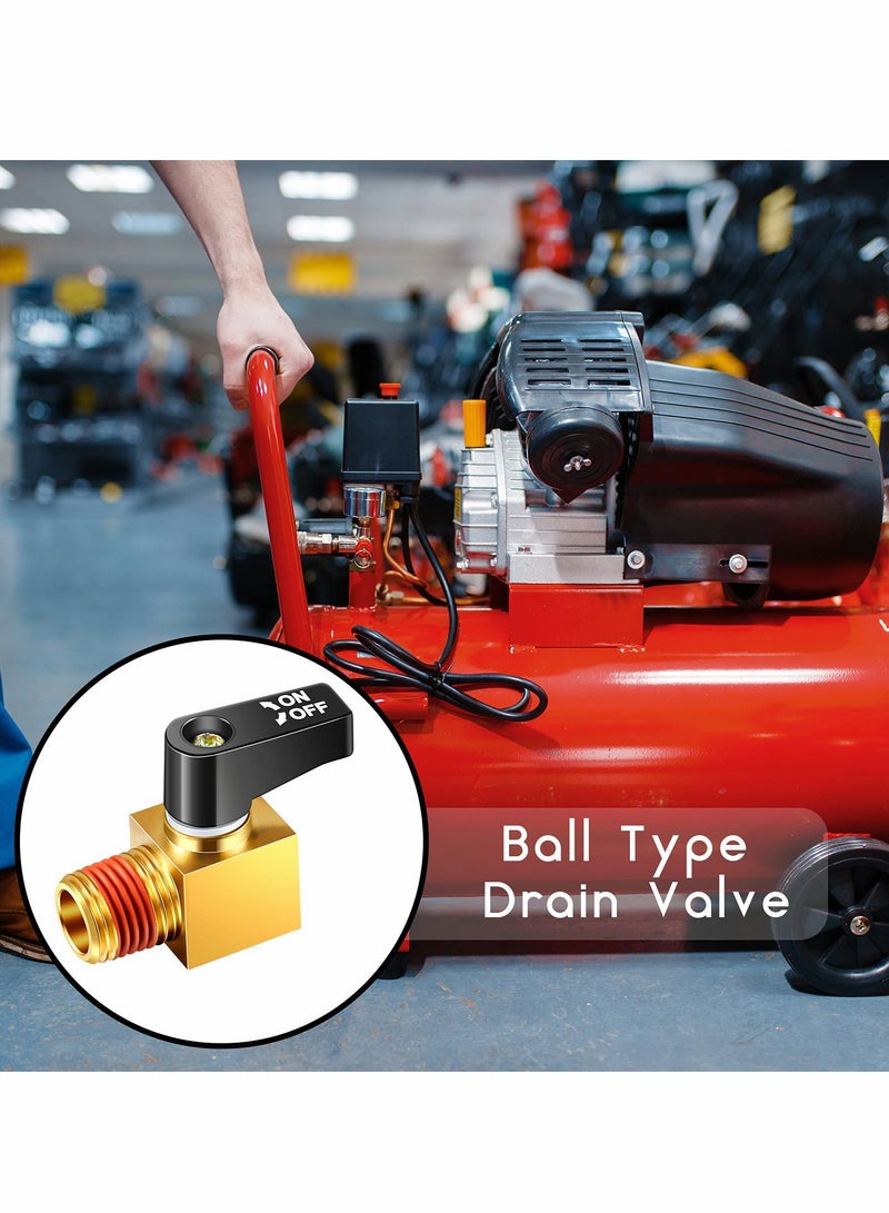 SOLARAE Air Compressor Valve, Brass Valve Mini Ball Drain 1/4" NPT Male x Female Thread Accessories for Compressors (2 Pcs) - Image 4