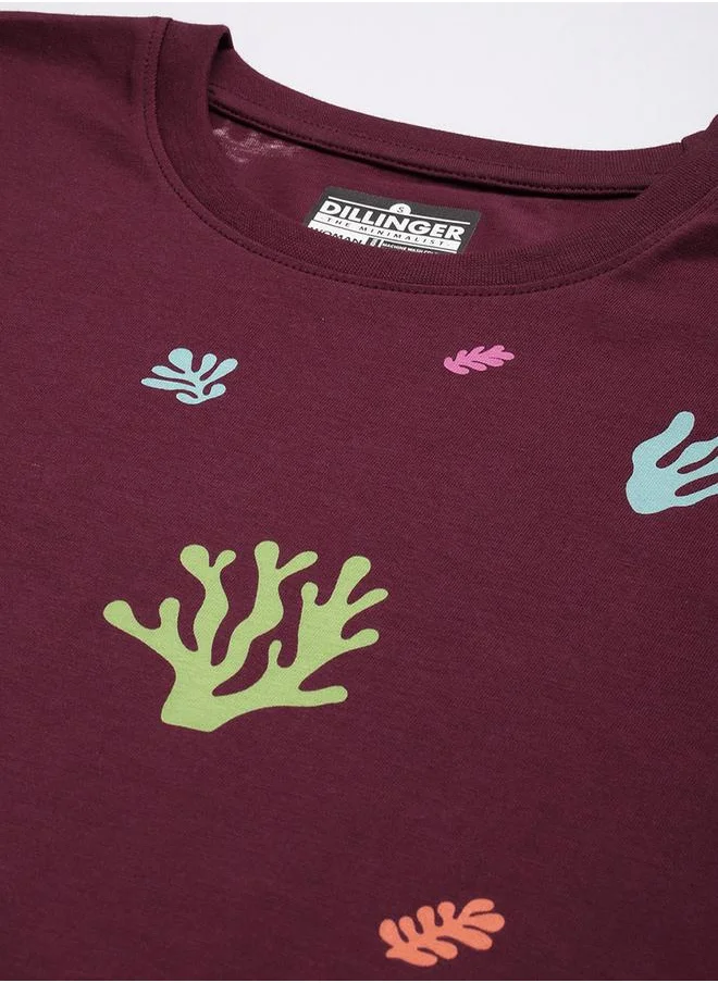 Dillinger Oversized Coral Graphic Print T-Shirt by Styli