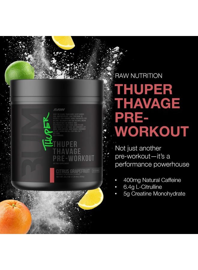 Raw Thuper Thavage Pre-Workout | Unleash Champion Power | Formulated by Chris Bumstead | Explosive Beta Alanine & Caffeine | Peak Performance & Focus | Citrus Grapefruit | 20 Servings - Image 2