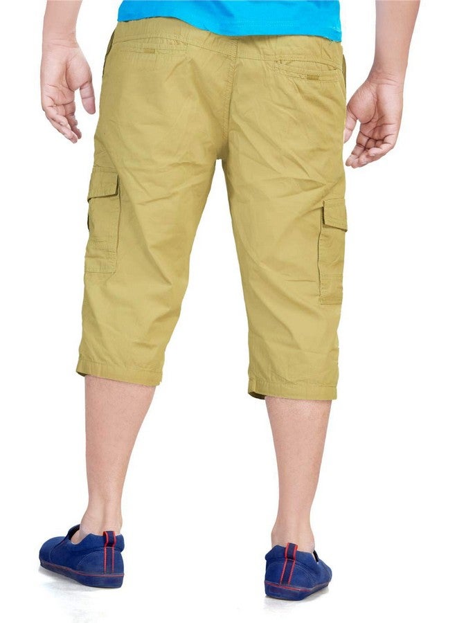 0-Degree 0-DEGREE Men's Regular Fit Three Quarter Shorts Khakhee 38 Inch - Yellow - Image 2