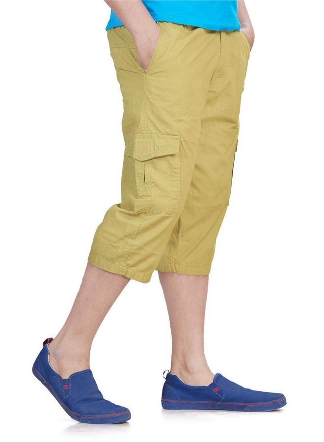 0-Degree 0-DEGREE Men's Regular Fit Three Quarter Shorts Khakhee 38 Inch - Yellow - Image 3