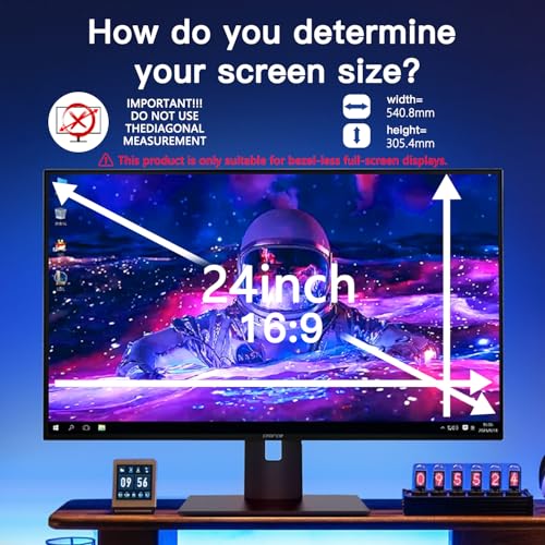 Halloive 2 Pack Magnetic Hanging Computer Privacy Screen 24 Inch for 16:9 Widescreen Monitor, Removable Privacy Screen Anti Glare Blue Light Computer Screen Privacy Shield, Anti-Scratch 24in Protector Film - Image 2