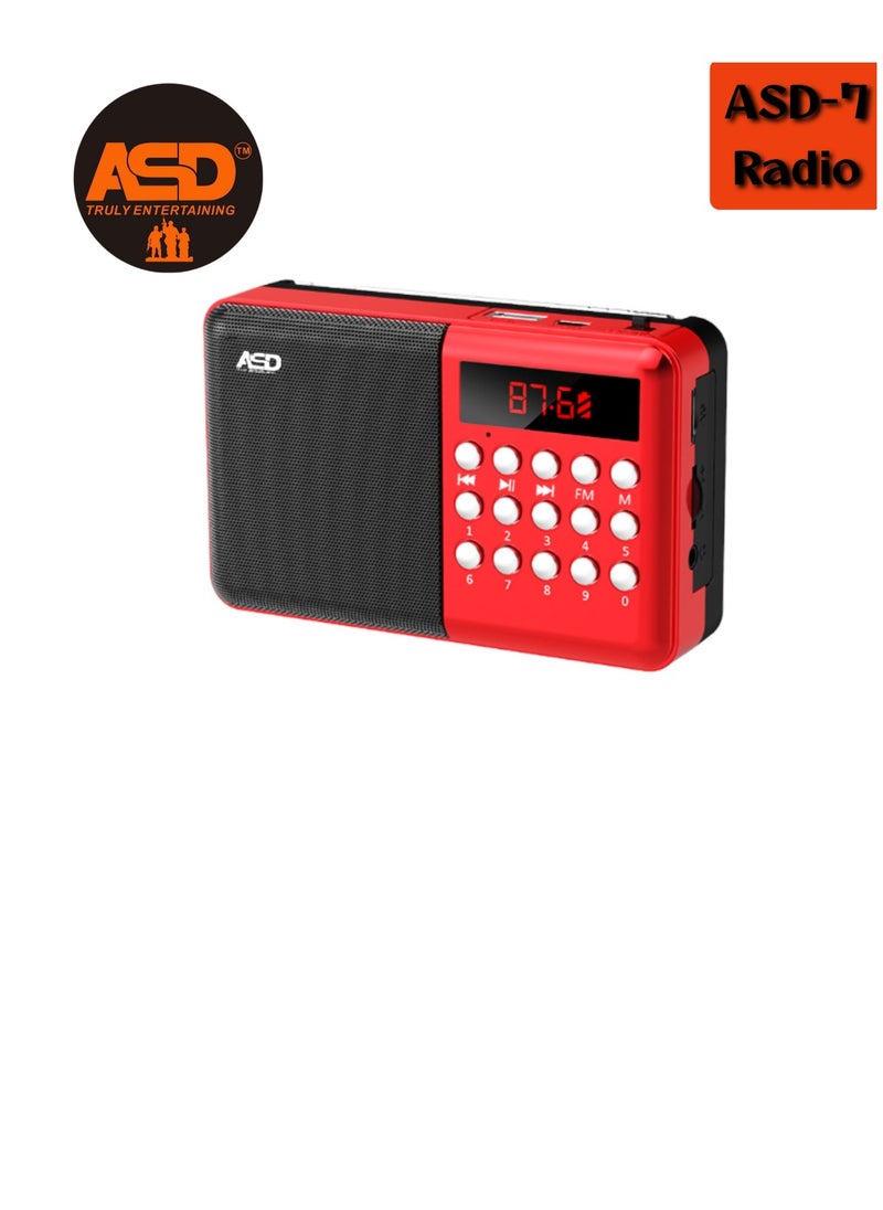 ASD ASD-7 Radio Speaker with Bluetooth Function, SD Card Support and Memory Playback  - Image 3