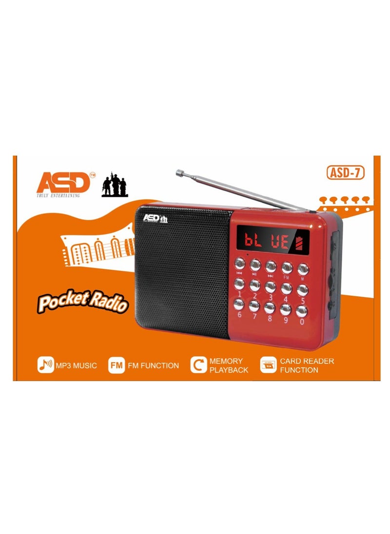 ASD ASD-7 Radio Speaker with Bluetooth Function, SD Card Support and Memory Playback  - Image 2