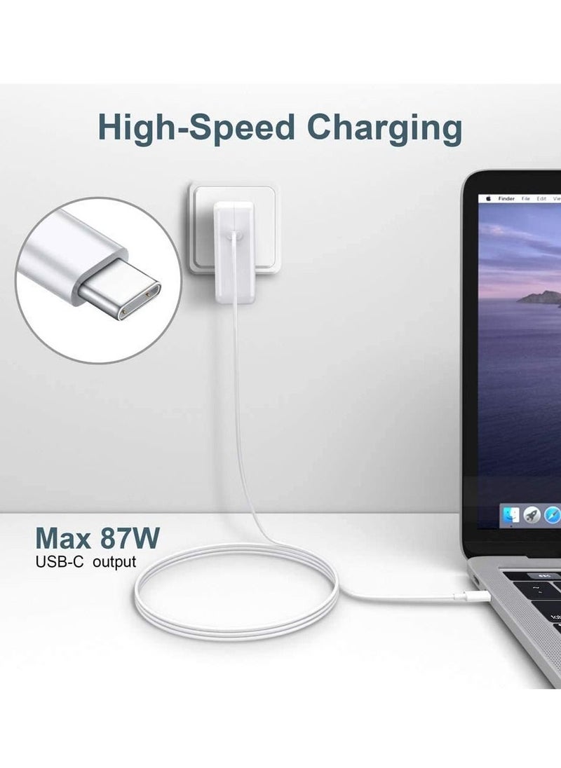 Eworld - 87W USB Type-C PD Adapter Fast Charger Cable Compatible with Apple Macbook Pro 13 - Image 1