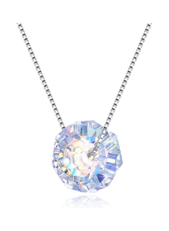 xozgdovg S925 Sterling Silver Crystal Studded Pendant Necklace - Image 1