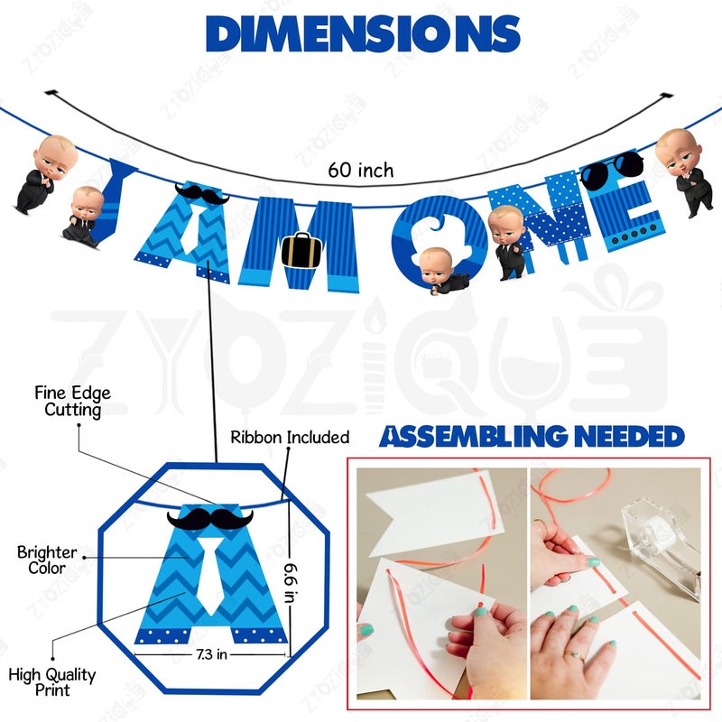 Zyozique® Boss Baby Theme 1st Birthday Combo | Boss Baby First Birthday | 1st Birthdays Decorations Items | Party Decoration Items | Party Supplies - Boss Balloon Arch Kit (Pack Of 61) - Image 3