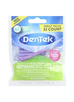 Dentek DenTek, Slim Brush Interdental Cleaners, Advanced Clean, Fresh Mint, 32 Count  - Image 1