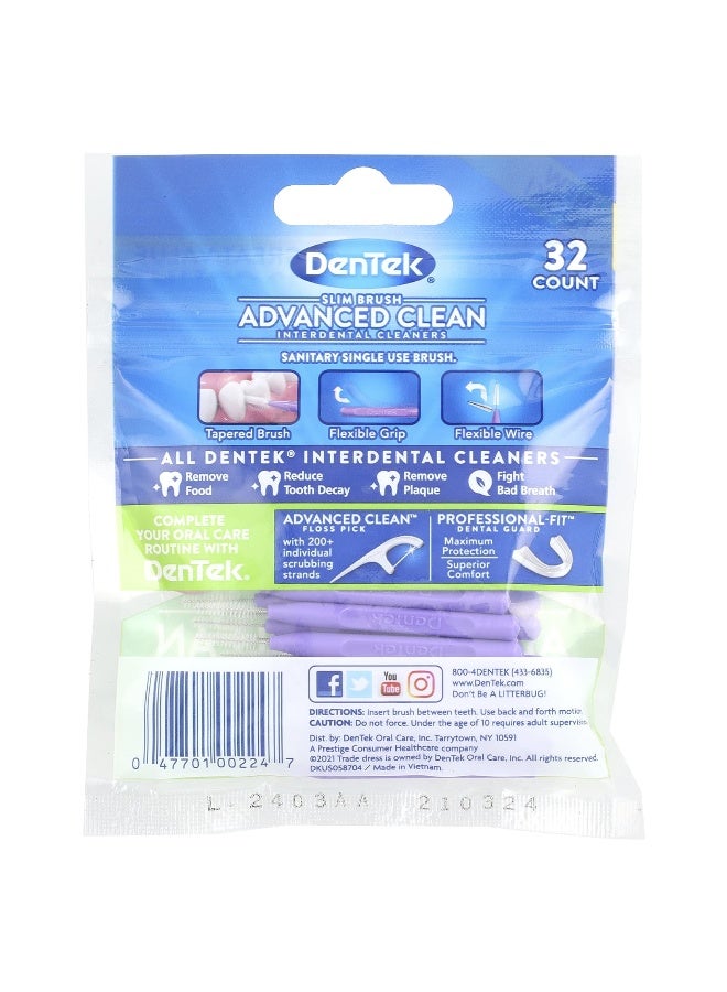 Dentek DenTek, Slim Brush Interdental Cleaners, Advanced Clean, Fresh Mint, 32 Count  - Image 2