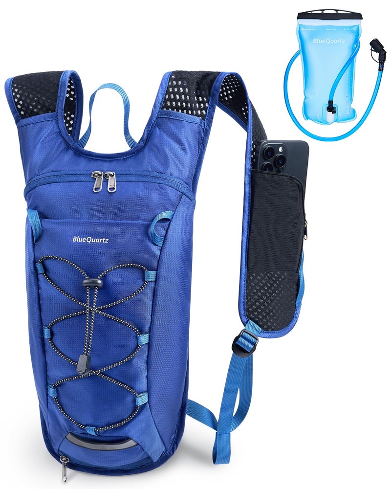 Blue Quartz Hydration Backpack with 2L Water Bladder, Hiking Water Backpack for Women Men, Lightweight Cycling Daypack with Phone Pocket & Helmet Net Bag, Hydration Pack for Biking, Running, Skiing - Image 1