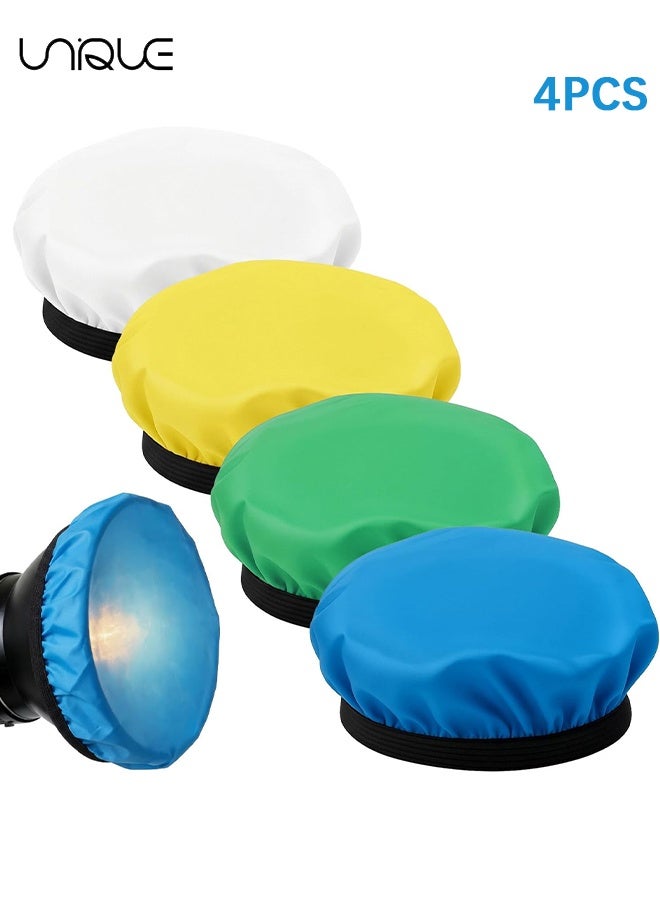 Unique 4Pcs Light Diffuser - 7"/18cm Soft Diffuser Lamp Cover - White Yellow Blue Green Lamp Shade Diffuser for Studio Strobe Reflectors, Video Shooting - Image 1