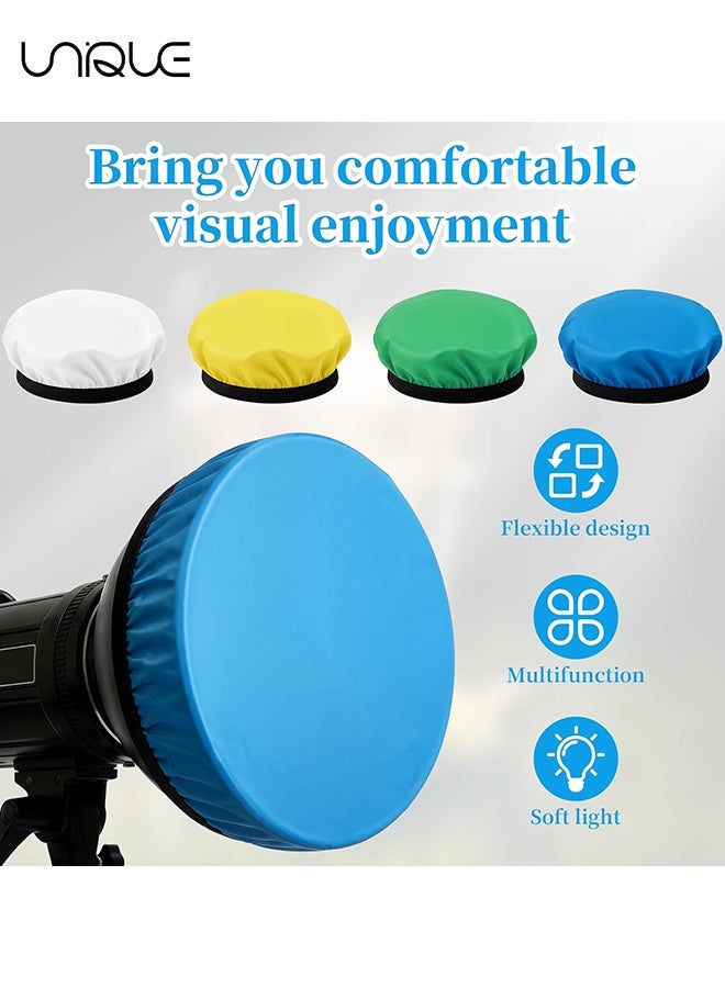 Unique 4Pcs Light Diffuser - 7"/18cm Soft Diffuser Lamp Cover - White Yellow Blue Green Lamp Shade Diffuser for Studio Strobe Reflectors, Video Shooting - Image 4