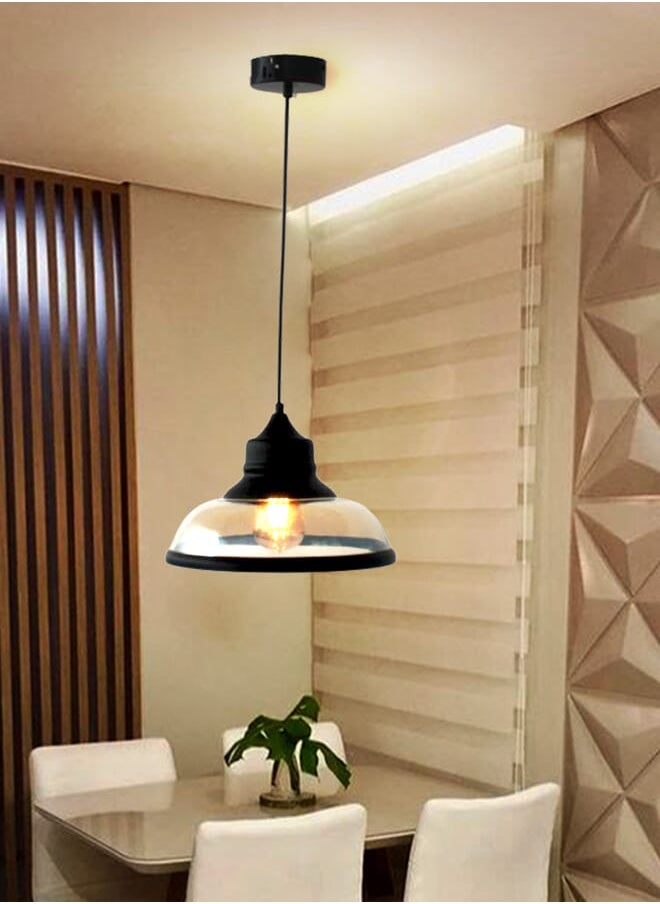 Best Power Modern Pendant Lamp Glass 4436-1 – Hanging Ceiling Light with Adjustable 190cm Cord, E27 Bulb Socket (Bulb Not Included) for Living Room, Dining Room, Kitchen & Bedroom  - Image 1