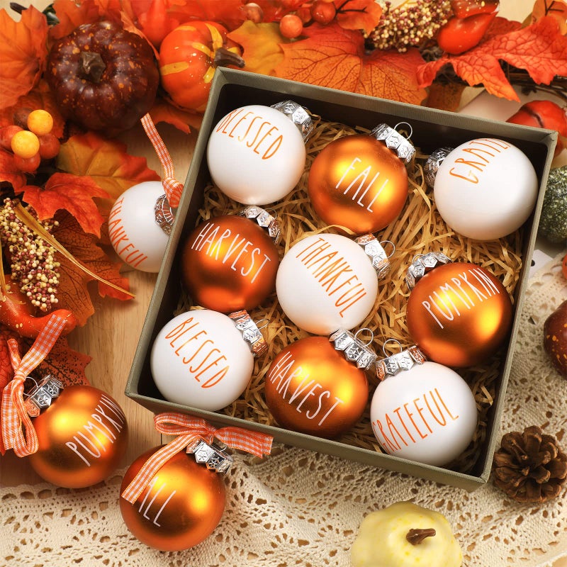 Vinsot 12 Pcs Thanksgiving Ornaments 2.36 Inch Orange Christmas Ornaments Fall Tree Decorations Plastic Autumn Harvest Hanging Ornaments Fall Thanksgiving Decor for Xmas Tree Home Decor - Image 4