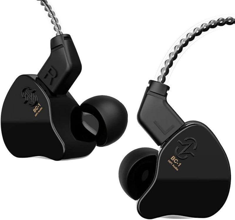 CCZ Melody in Ear Monitors,Wired Earphones without Microphone IEM HIFI Bass with 1DD 1BA, Earfins, IEM Earphones with 4N OFC Cable for Musicians, Singer, on Stage, Studio (no mic, Dark Black) - Image 1