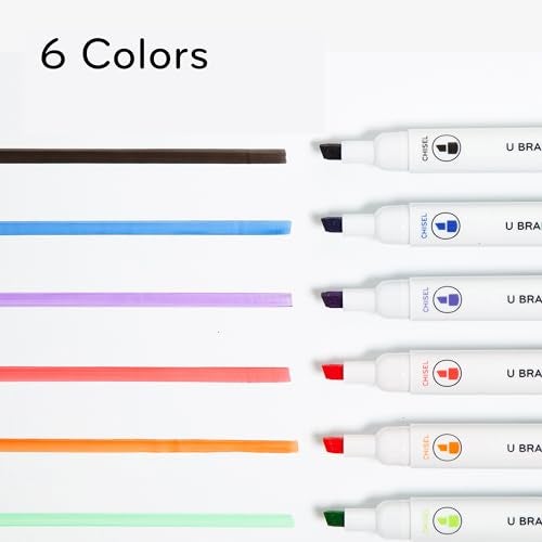 U Brands Fine Tip Dry Erase Markers with Eraser, Whiteboard Markers with Chisel tip, Low Odor, Assorted Colors, Set of 6 - Image 3