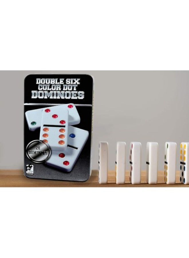 Dominoes Set 28 Double Six White Ivory Tiles - Classic Number Domino in Black Metal Case - Image 3