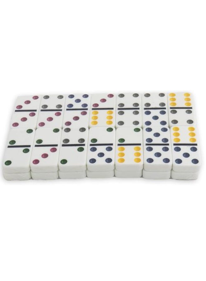 Dominoes Set 28 Double Six White Ivory Tiles - Classic Number Domino in Black Metal Case - Image 2