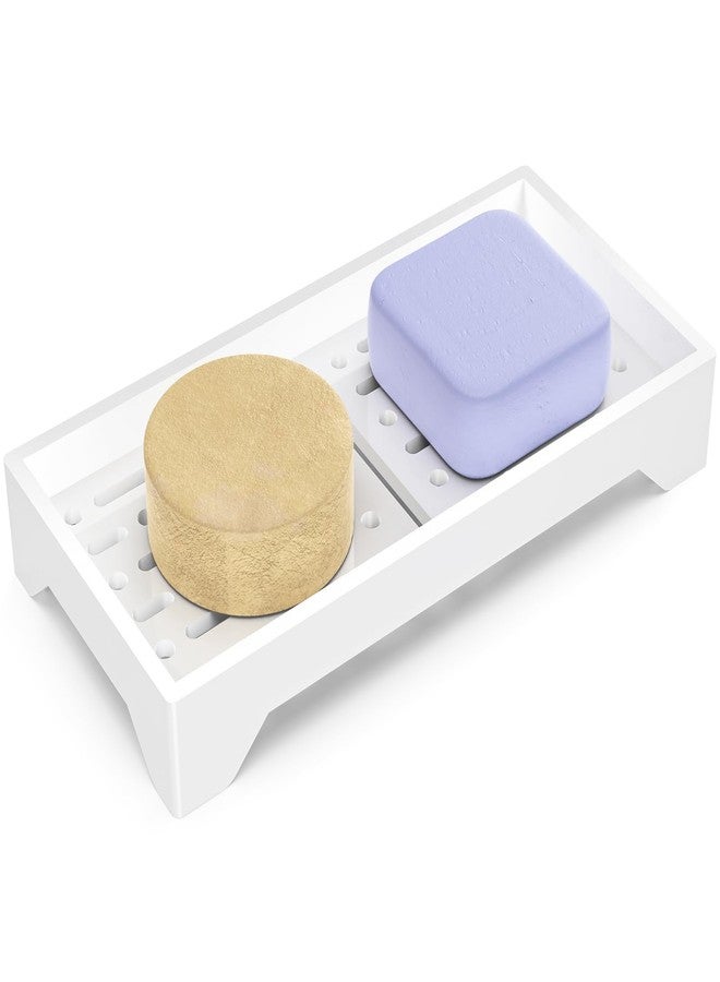 NiHome Self Draining Acrylic Soap Dish Fit for Kitsch, Durable Bathroom & Kitchen Soap Holder with 360° Airflow, Elegant Slotted Design to Keep Soap Bars Dry & Free from Residue, Easy to Clean (White) - Image 1