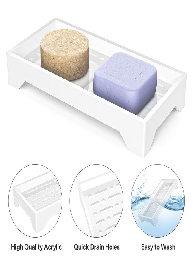 NiHome Self Draining Acrylic Soap Dish Fit for Kitsch, Durable Bathroom & Kitchen Soap Holder with 360° Airflow, Elegant Slotted Design to Keep Soap Bars Dry & Free from Residue, Easy to Clean (White) - Image 4