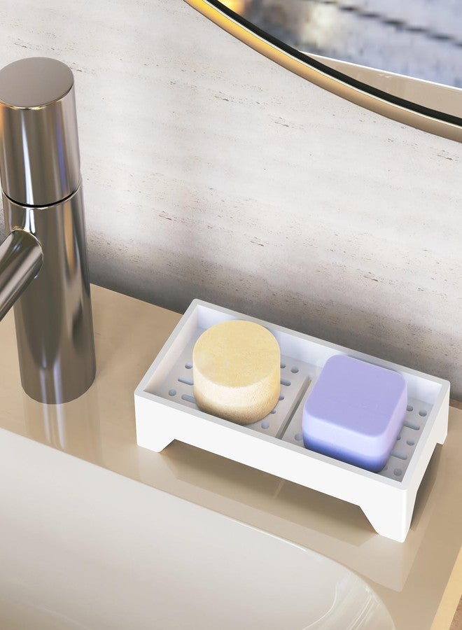NiHome Self Draining Acrylic Soap Dish Fit for Kitsch, Durable Bathroom & Kitchen Soap Holder with 360° Airflow, Elegant Slotted Design to Keep Soap Bars Dry & Free from Residue, Easy to Clean (White) - Image 5