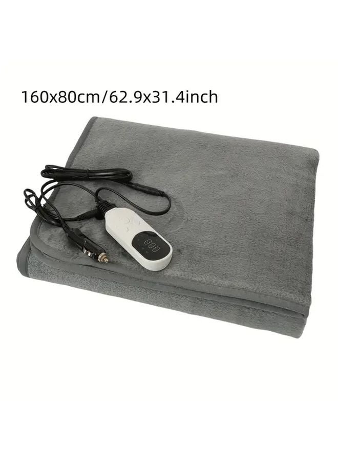 Gray Heated Car Blanket 12V Electric Mattress 9 Heating Levels 12H Timer for SUV Truck RV - Image 5