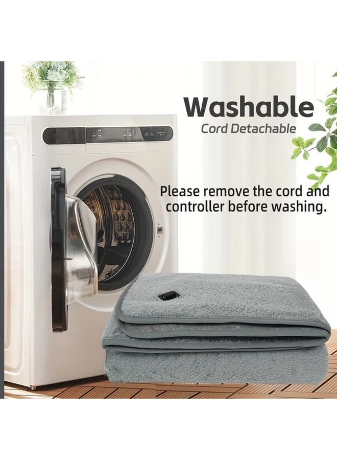 Gray Heated Car Blanket 12V Electric Mattress 9 Heating Levels 12H Timer for SUV Truck RV - Image 4