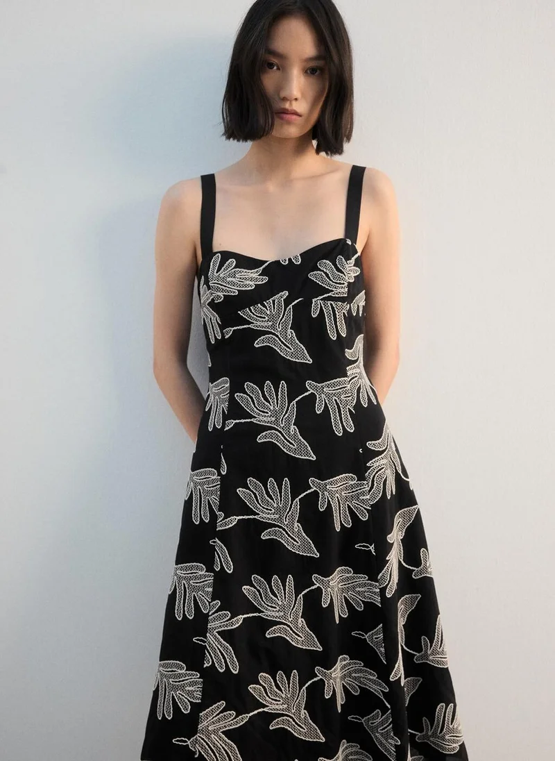 MANGO Floral embroidery dress