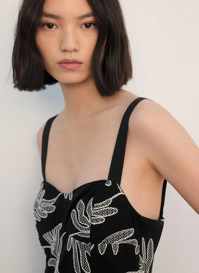 MANGO Floral embroidery dress