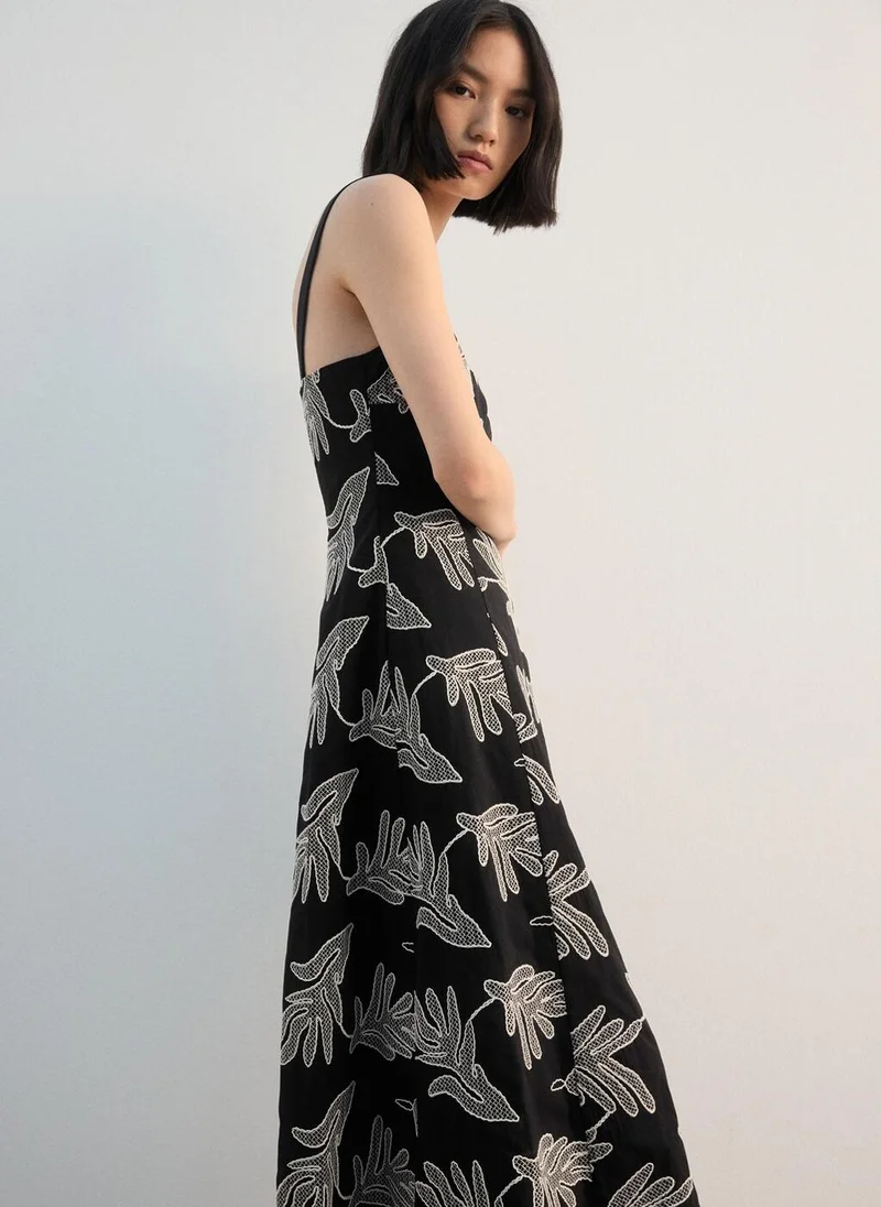 MANGO Floral embroidery dress