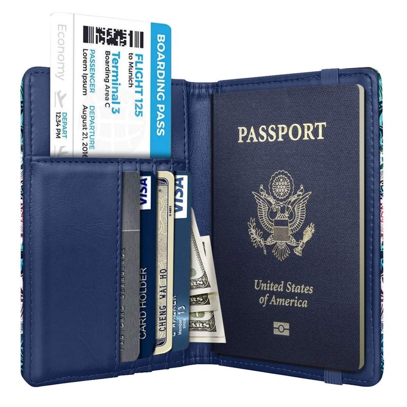 Coco Rossi Passport Holder Cover,Traveling Passport Case Cute Navy Blue Passport Wallet for Women,Nebula - Image 3