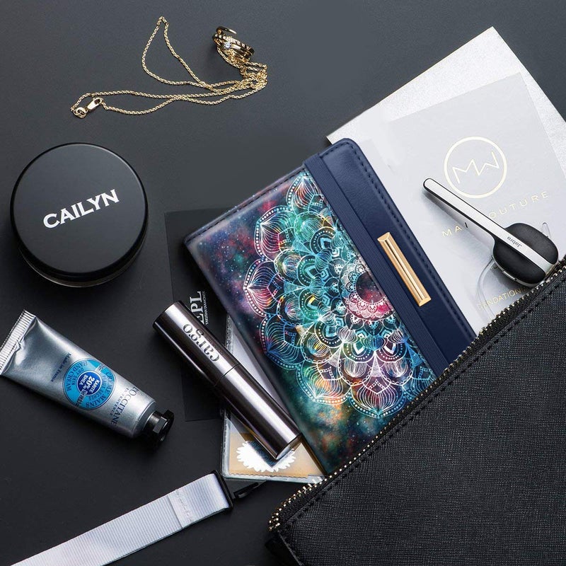 Coco Rossi Passport Holder Cover,Traveling Passport Case Cute Navy Blue Passport Wallet for Women,Nebula - Image 4