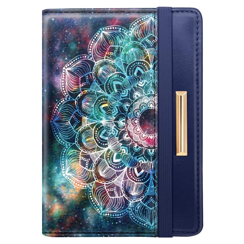 Coco Rossi Passport Holder Cover,Traveling Passport Case Cute Navy Blue Passport Wallet for Women,Nebula - Image 1