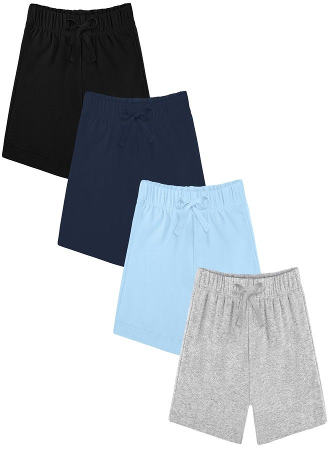 Resinta 4 Packs Unisex Baby Toddler Cotton Shorts Baby Pull-on Shorts with Drawstring Soft Summer Clothes for Daily Wear - Image 1