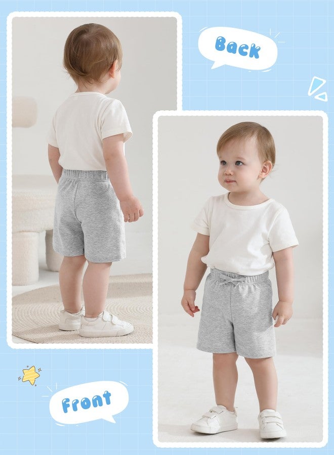 Resinta 4 Packs Unisex Baby Toddler Cotton Shorts Baby Pull-on Shorts with Drawstring Soft Summer Clothes for Daily Wear - Image 2