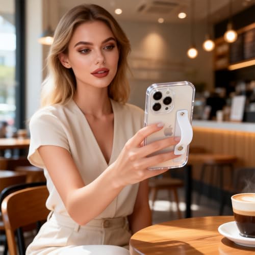 siduater Strap Holder Case for 6.1" iPhone 13 Pro Wrist Strap Kickstand, Shockproof Translucent PC Back Cover + Soft TPU Bumper with Adjustable Hand Grip Loop for iPhone 13 Pro 6.1 Inch, HD Clear - Image 4