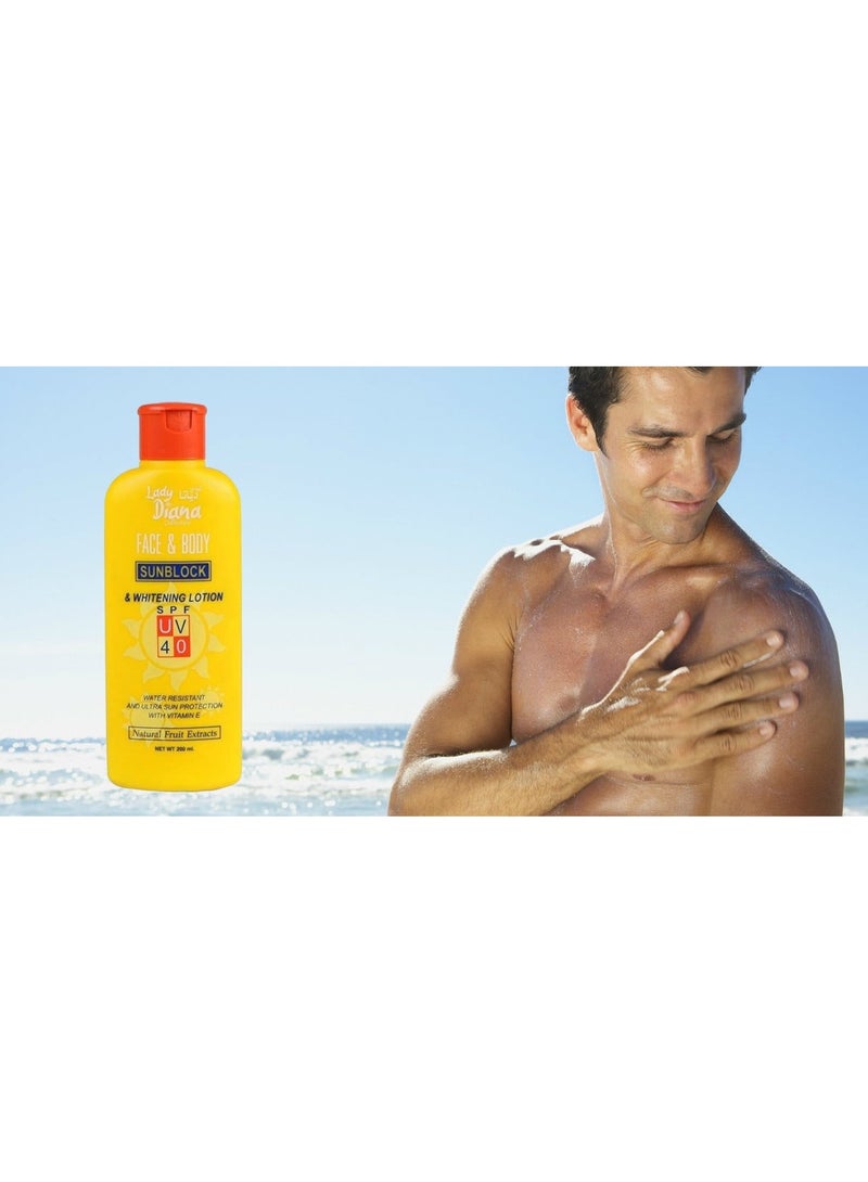 Lady Diana SPF 40 Sunblock & Whitening Lotion for Face and Body – 200 ml - Image 3