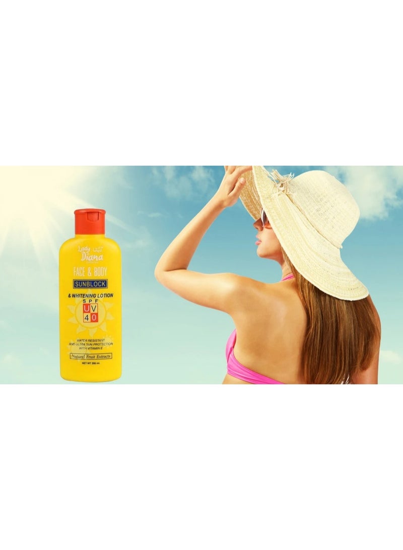 Lady Diana SPF 40 Sunblock & Whitening Lotion for Face and Body – 200 ml - Image 4