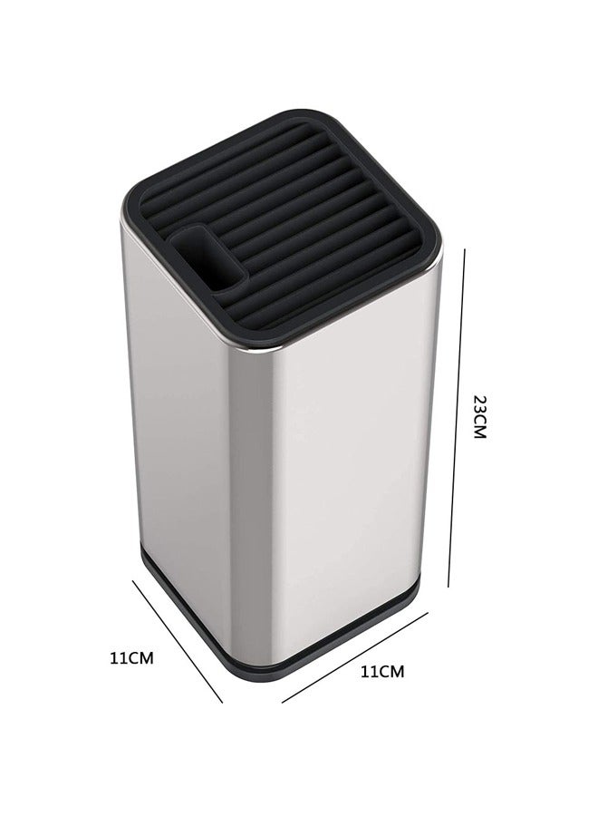 GUSGU Universal Knife Block Holder Stainless Steel Modern Rectangular Design with Scissors-Slot, Knife Holder Counter-top Storage, Holds 12 8”-Blade Knives, 23x11cm (knives not included) - Image 2